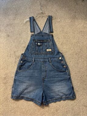 Lana Roux Denim Short Carpenter Overalls - Size L (Like New)